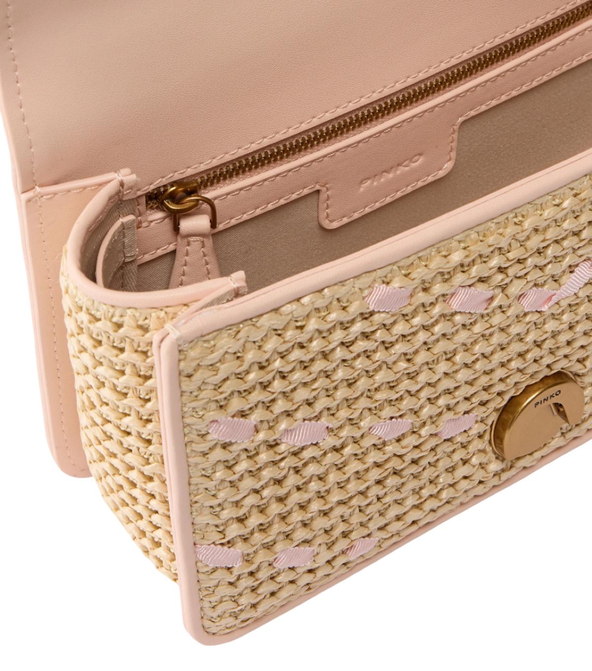 PINKO Borsa donna Pinko 104550A1RLHN2Q Mini Love Bag One Light rafia Panna<BR/> 104550A1RL HN2Q 
