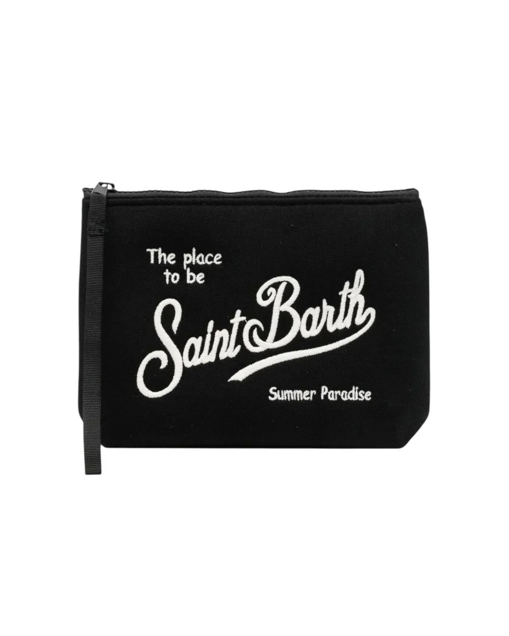 MC2 SAINT BARTH Pochette MC2 SAINT BARTH unisex Aline Piquet ALI000801265L Nera logo tinta unita cerniera ALI000801265L 00 