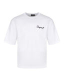 DSQUARED2 Men's Loose Fit T-shirt S74GD1525D20106 White cotton loose fit crew neck logo