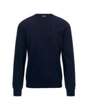 K-WAY men's K4122YW SEBASTIEN COTTON PS Blue shaved cotton crew neck logo