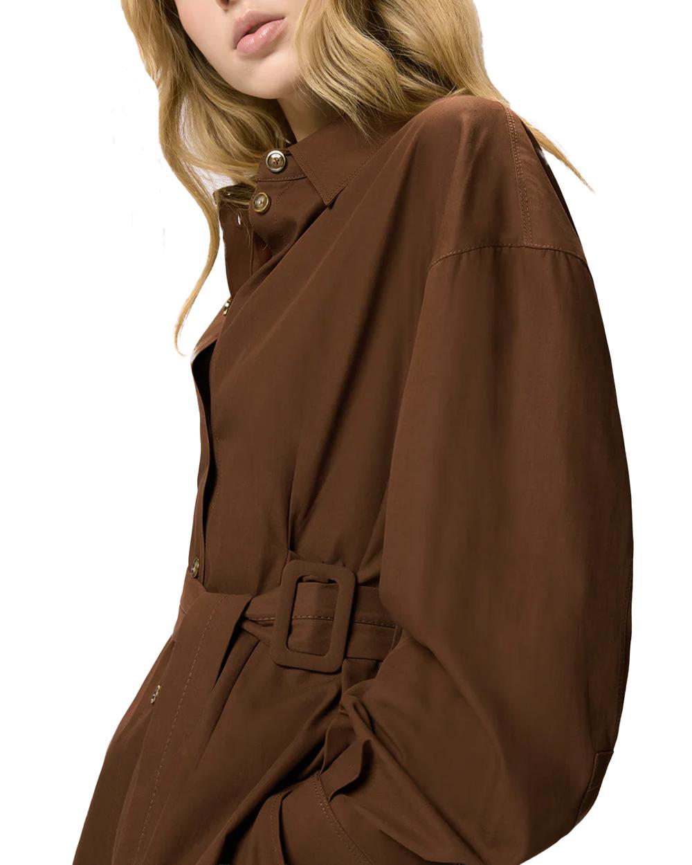 PINKO Giacca PINKO donna CHERYL OVERSHIRT 106153A2ER Marrone cotone twill colletto a punta 106153A2ER L78 