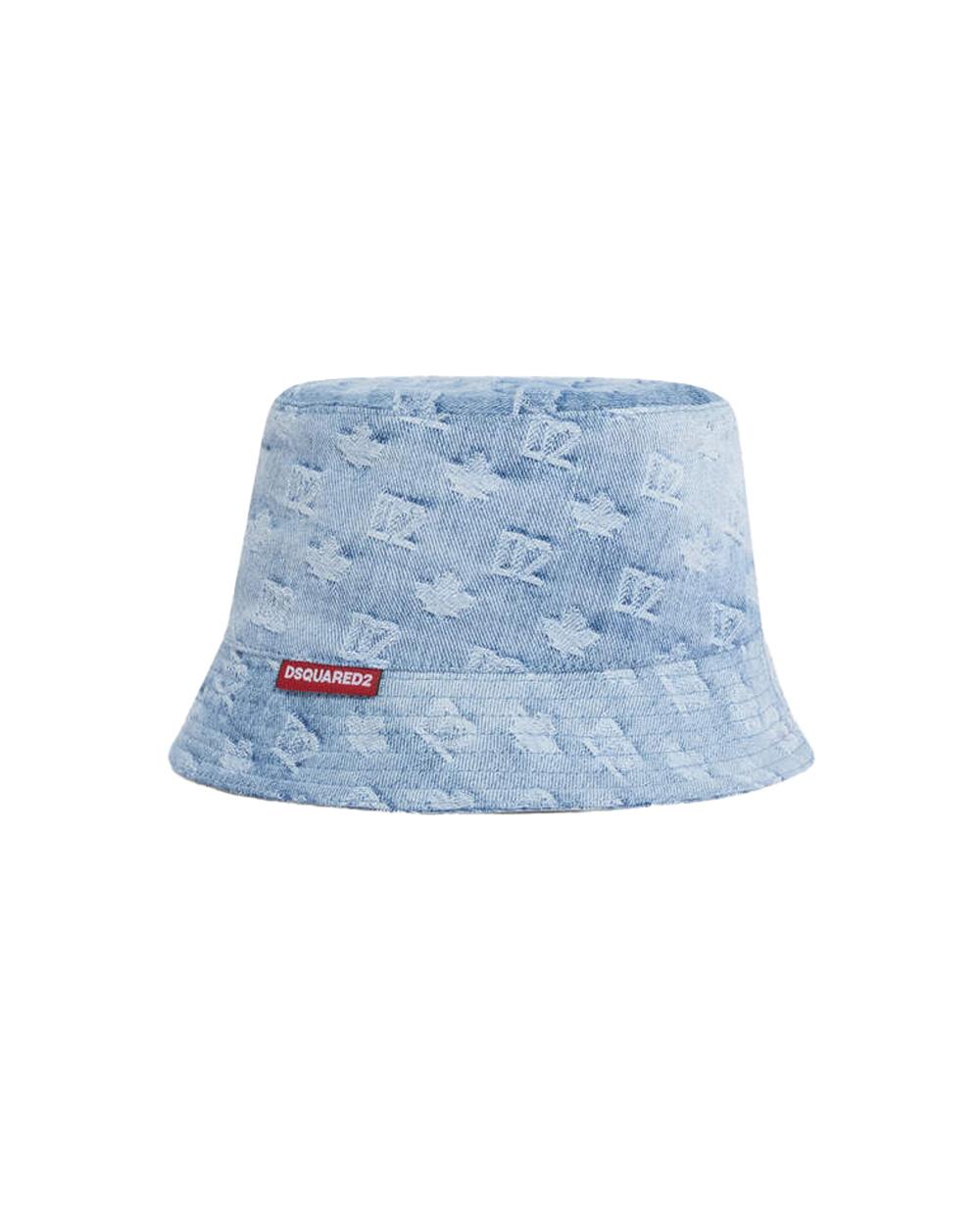 DSQUARED2 Cappello DSQUARED2 uomo Bucket D2 Monogram HAM0103101087523 Azzurro denim cotone vintage HAM0103101087523 098 