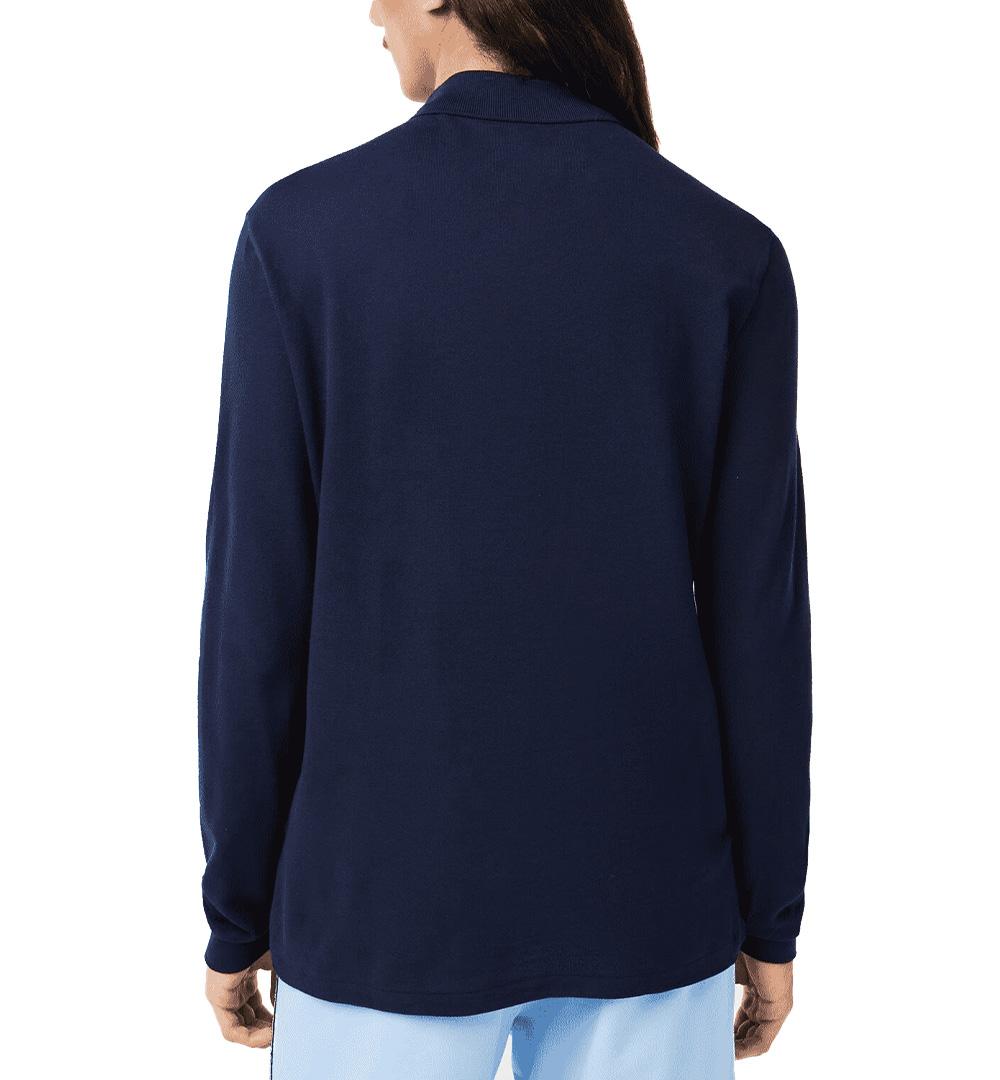 LACOSTE Polo Lacoste uomo L1312 Blu maniche lunghe tinta unita cotone logo taglio classico L1312 166 