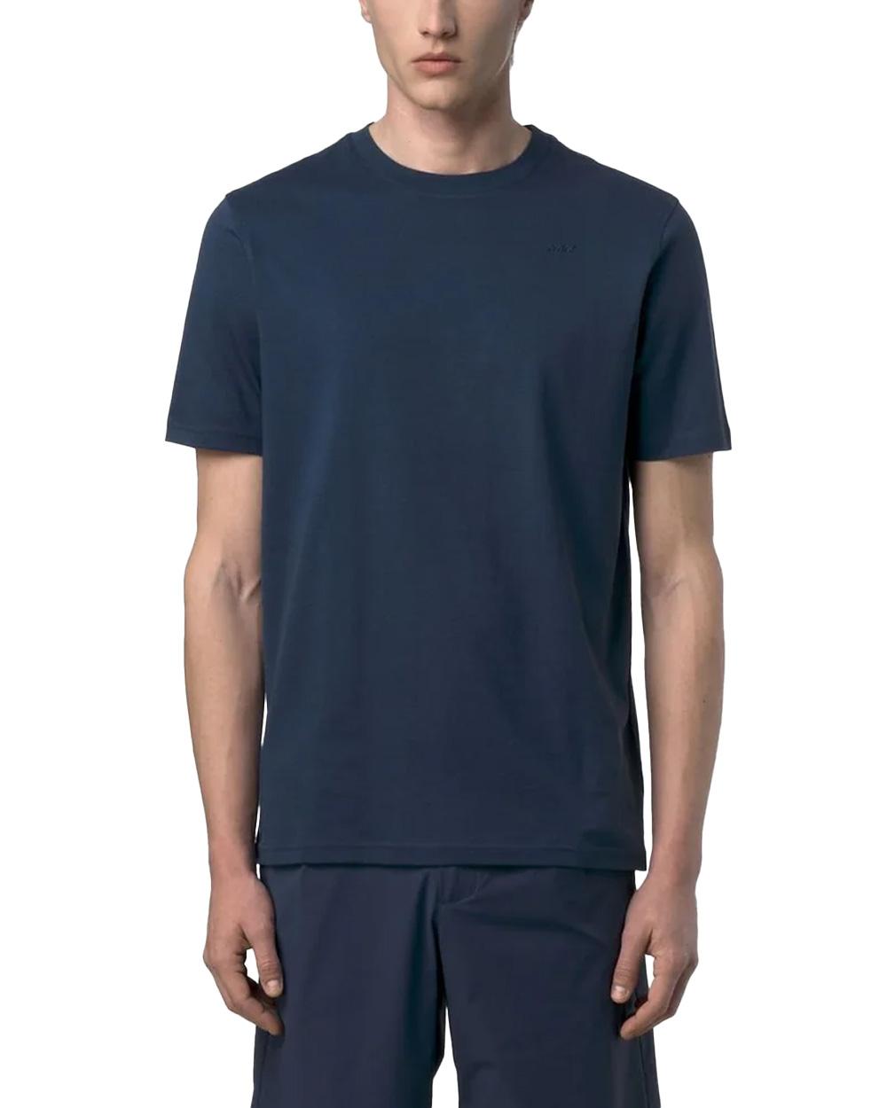 K-WAY T-shirt K-WAY uomo K81489W ODOM JERSEY MICRO LETTERING SLIM Blu cotone girocollo slim K81489W B67 