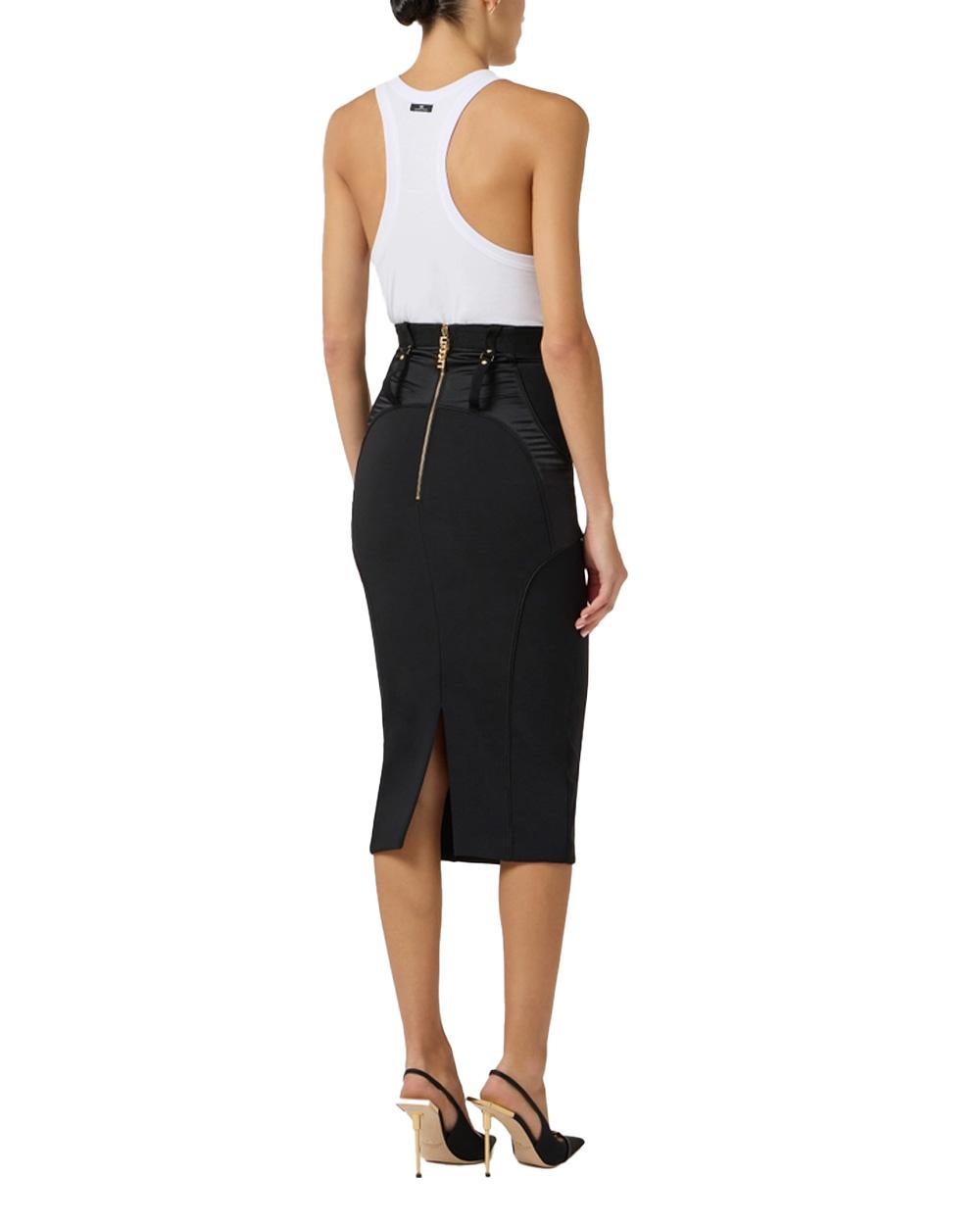 ELISABETTA FRANCHI Gonna ELISABETTA FRANCHI donna GO14862E2 Nera crepe leggero bustier spacco aderente<BR/> GO14862E2 110 