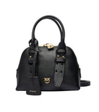 Pinko women's bag 105333A0QO black gold leather love birds Bowling zip mini