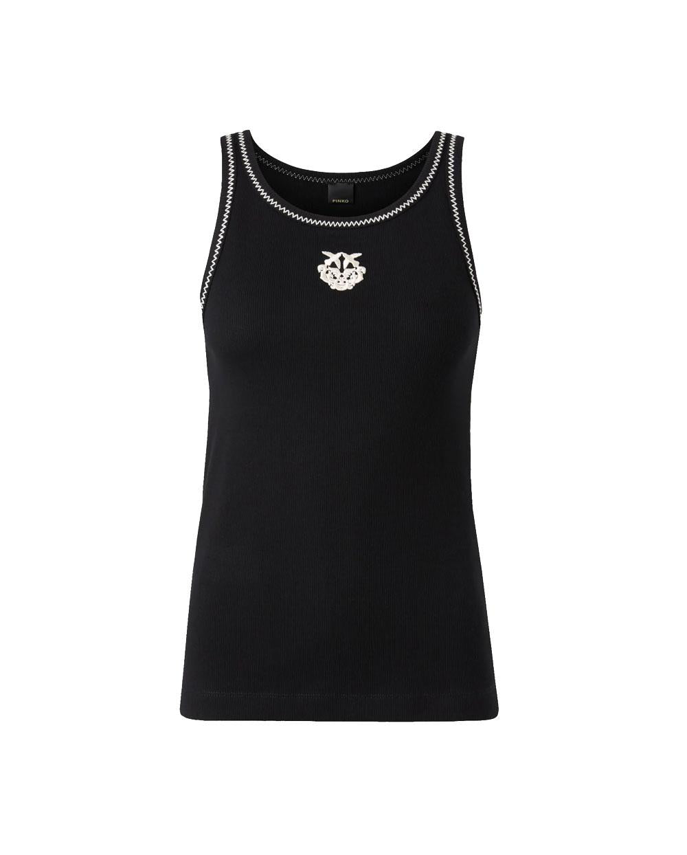 PINKO Canotta donna Pinko 106816A3AL Bitetto nera costine Love Birds <BR/><BR/> 106816A3AL ZZ2 