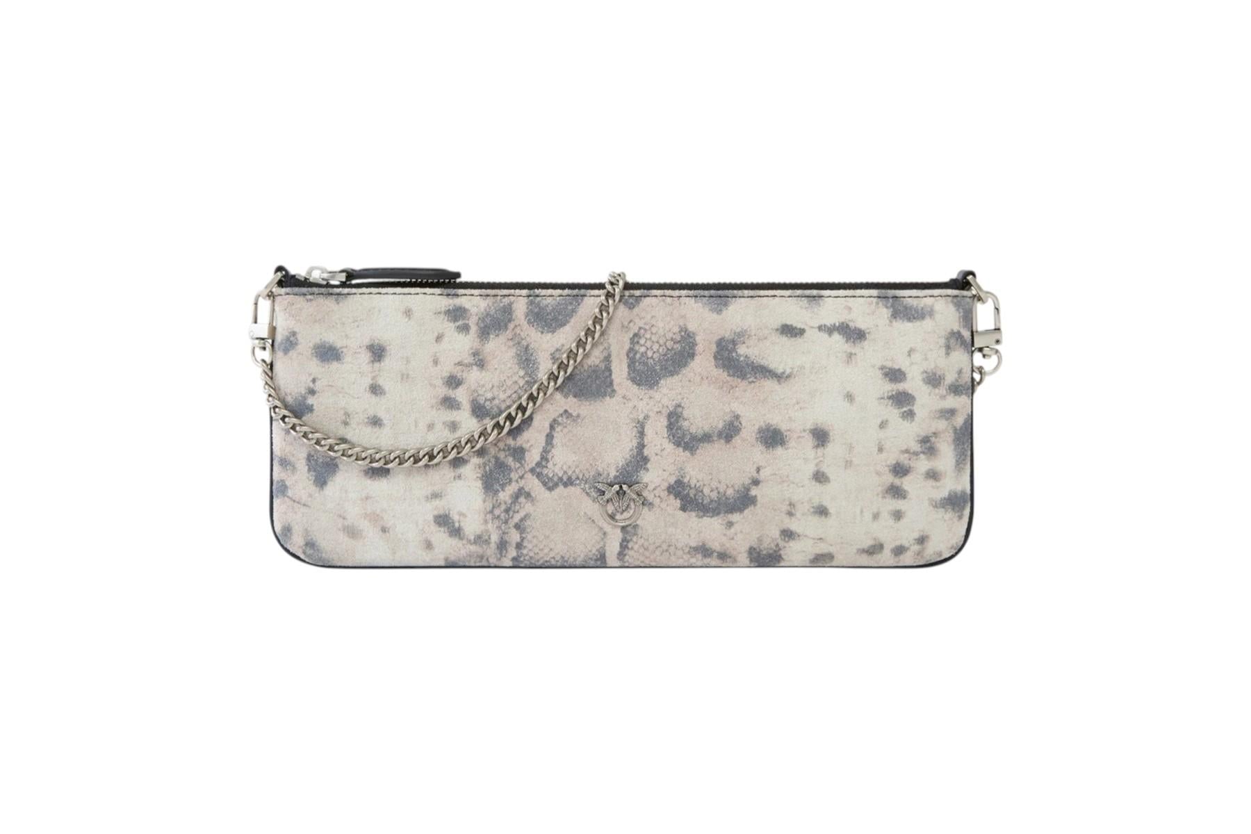 PINKO Pochette Pinko donna 107669A39V H8RQ New Horizontal Flat stampa pitone Avorio Nero<BR/> 107669A39V H8RQ 