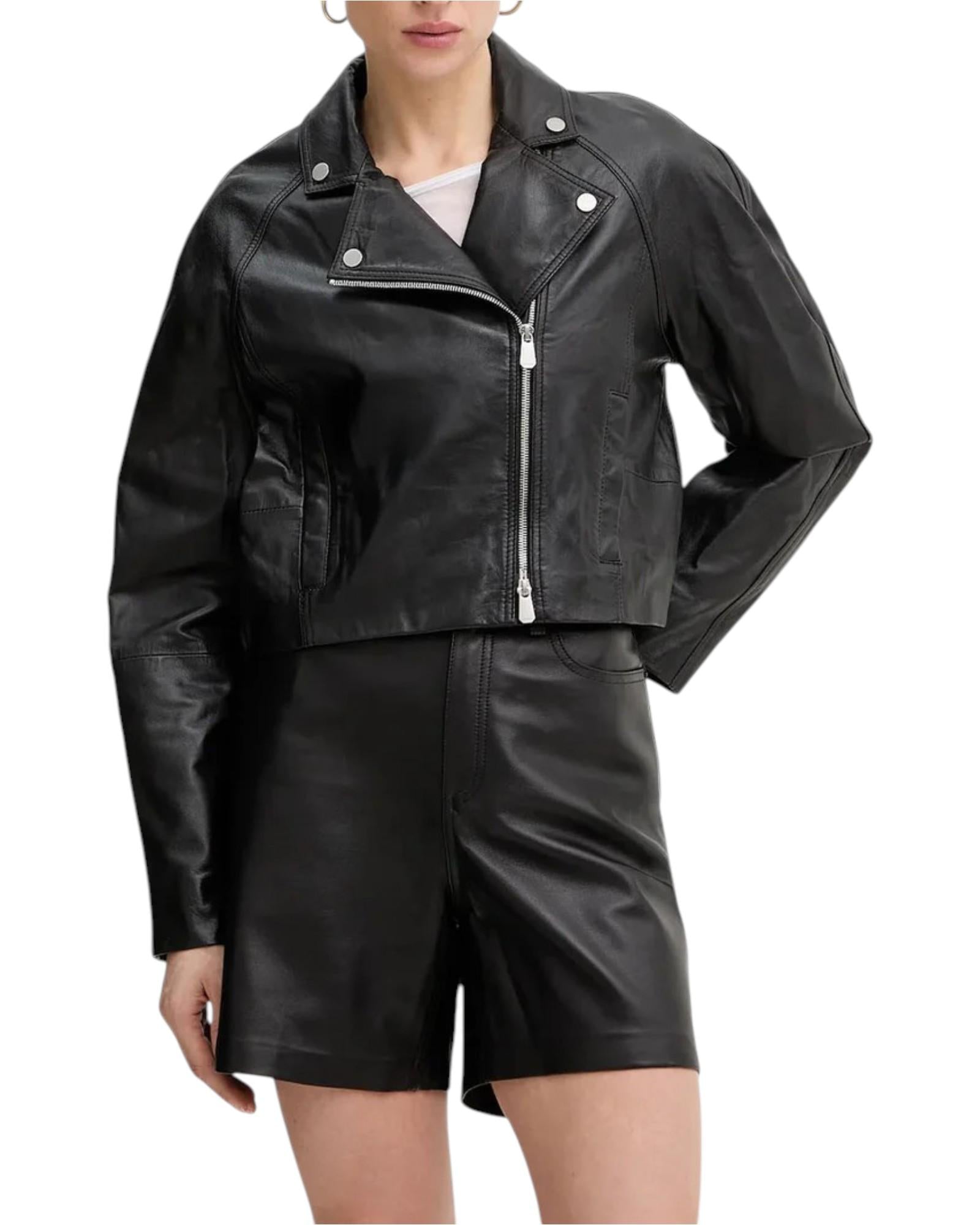 PINKO Giubbino Pinko donna 106229A31Y Z99 Carlene chiodo pelle Nero 106229A31Y Z99 
