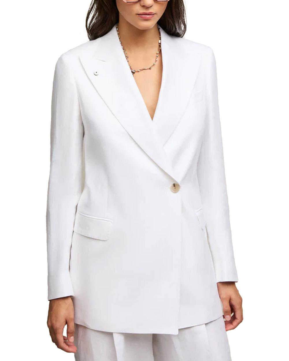 L.B.M. 1911 Giacca L.B.M. 1911 donna Federica 216864194 Bianca lino rever punta lancia tasche bottone 216864194 1 