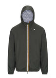 Giubbino K-way uomo K5127QW WMR Jack stretch dot verde black torba logo cappuccio