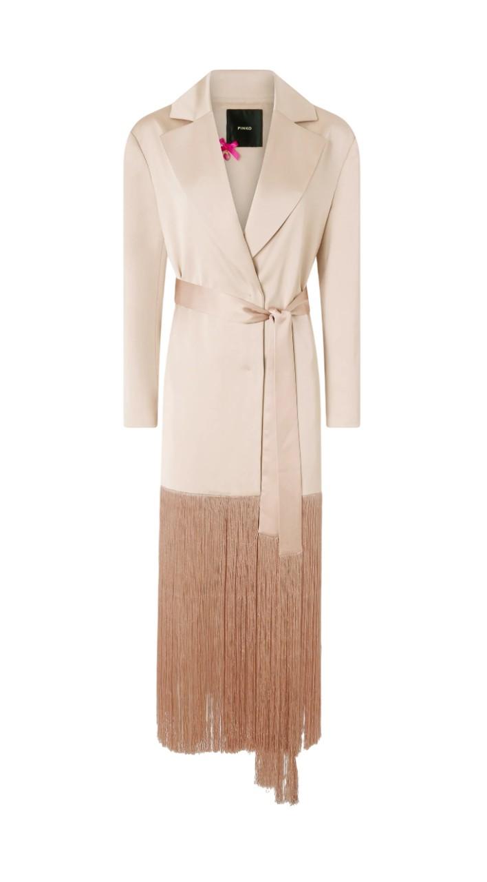 PINKO Trench Pinko donna 106431A33D Q35 Ribes in satin con frange Beige <BR/> 106431A33D Q35 