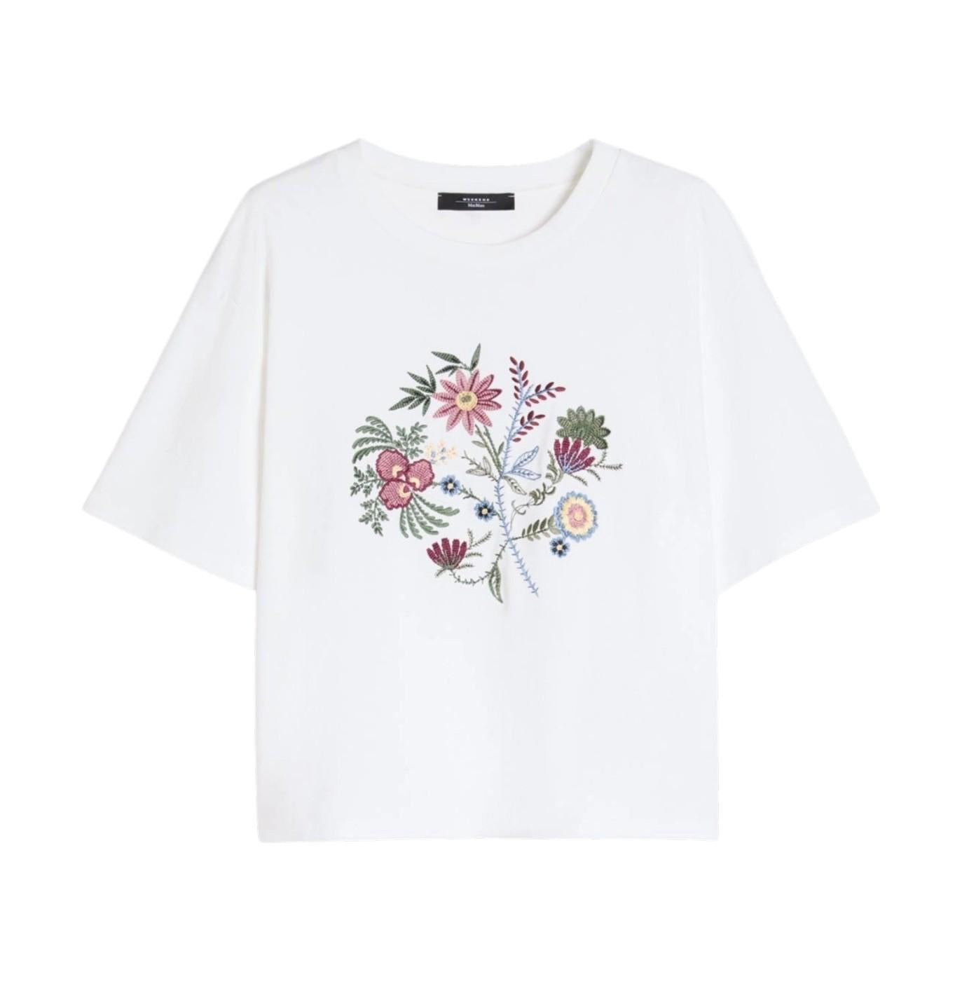 WEEKEND T-shirt Weekend donna 2615941112600 002 Sabato a punto interlock con ricami Bianco<BR/> 2615941112600 002 
