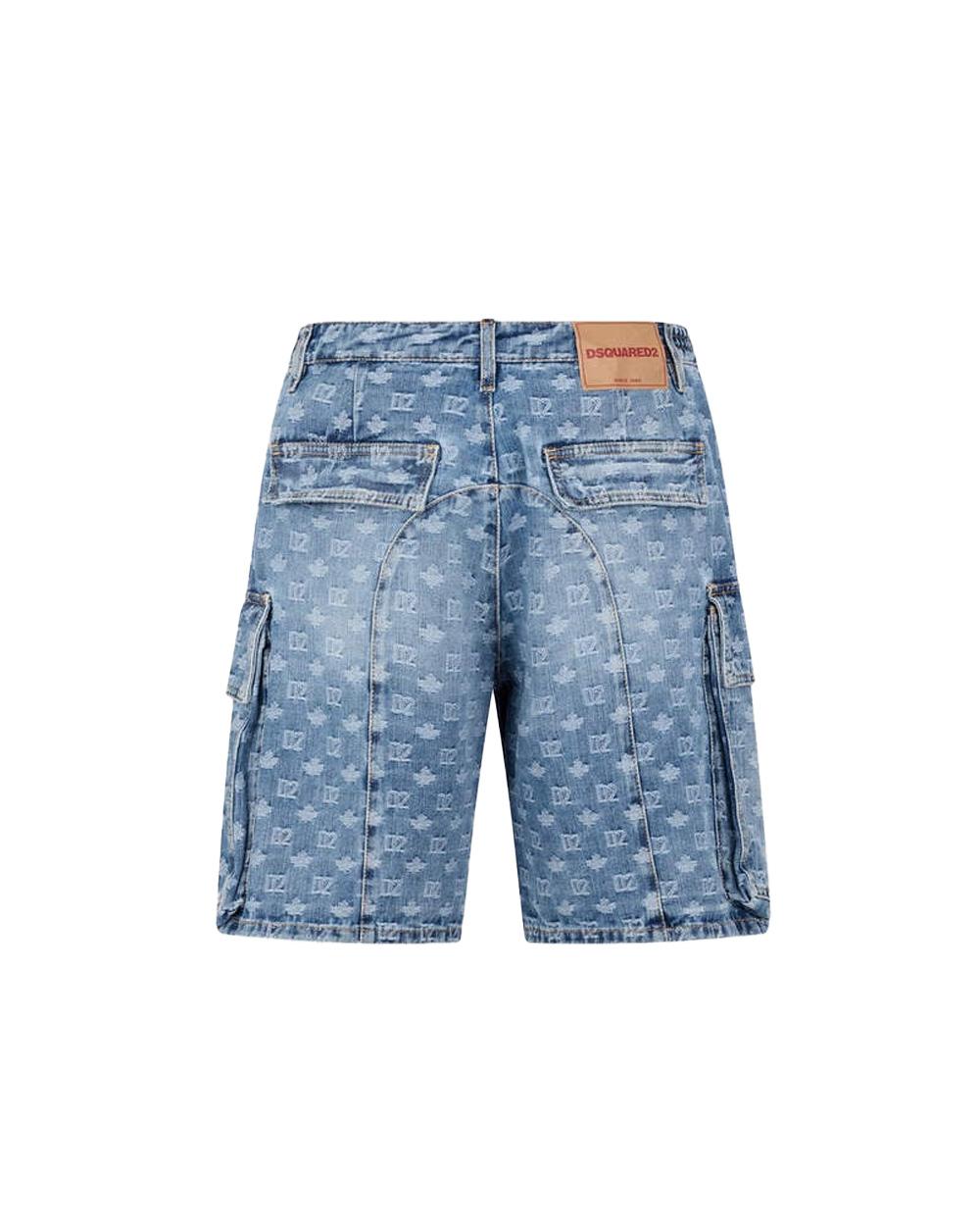 DSQUARED2 Bermuda DSQUARED2 uomo S74MU0980D30023 Blu denim cotone logo monogram all over tasche bottoni S74MU0980D30023 470 