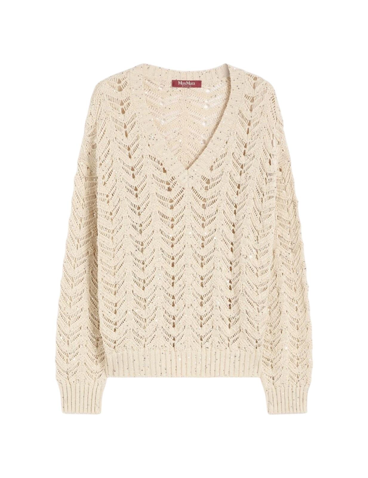 STUDIO Maglia Studio donna 2616361032600 002 Felino in filato e paillette Beige 2616361032600 002 
