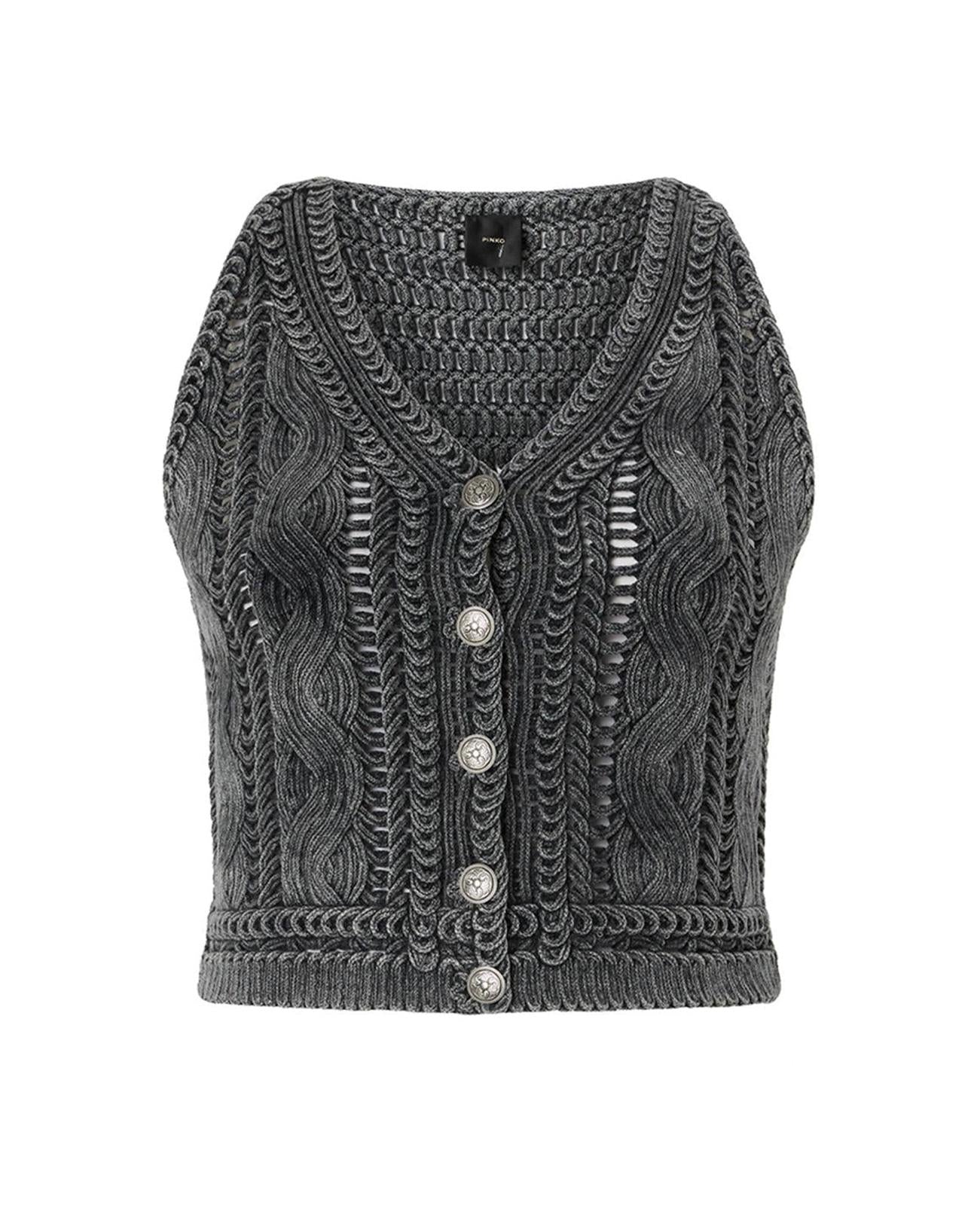 PINKO Gilet Pinko donna 106859A3BA I91 Myrtus in maglia di cotone Grigio<BR/> 106859A3BA I91 