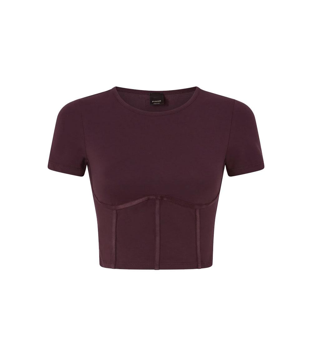 PINKO Top donna Pinko 106489A36I Veduta bordeaux bustier maniche corte<BR/><BR/><BR/> 106489A36I RR7 