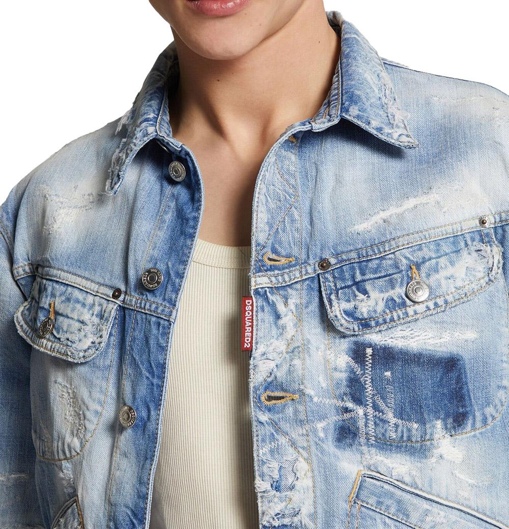 DSQUARED2 Giubbino Dsquared2 uomo S71AN0635D3001147042 Denim chiaro distroyed S71AN0635D30011470 470 