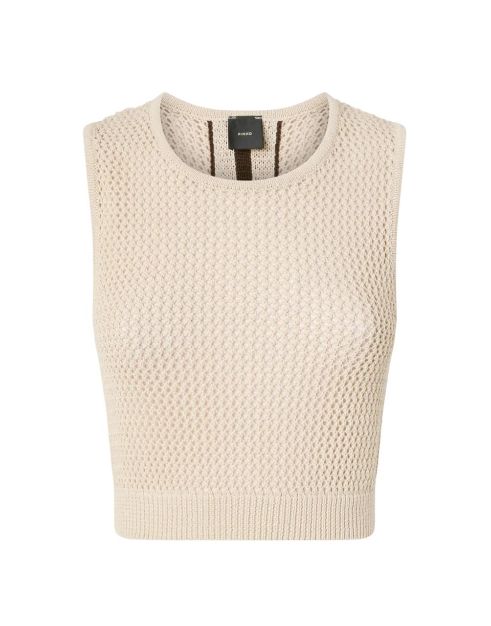 PINKO Top Pinko donna 106837A3B4 C44 Morus Crop a rete Grigio 106837A3B4 C44 