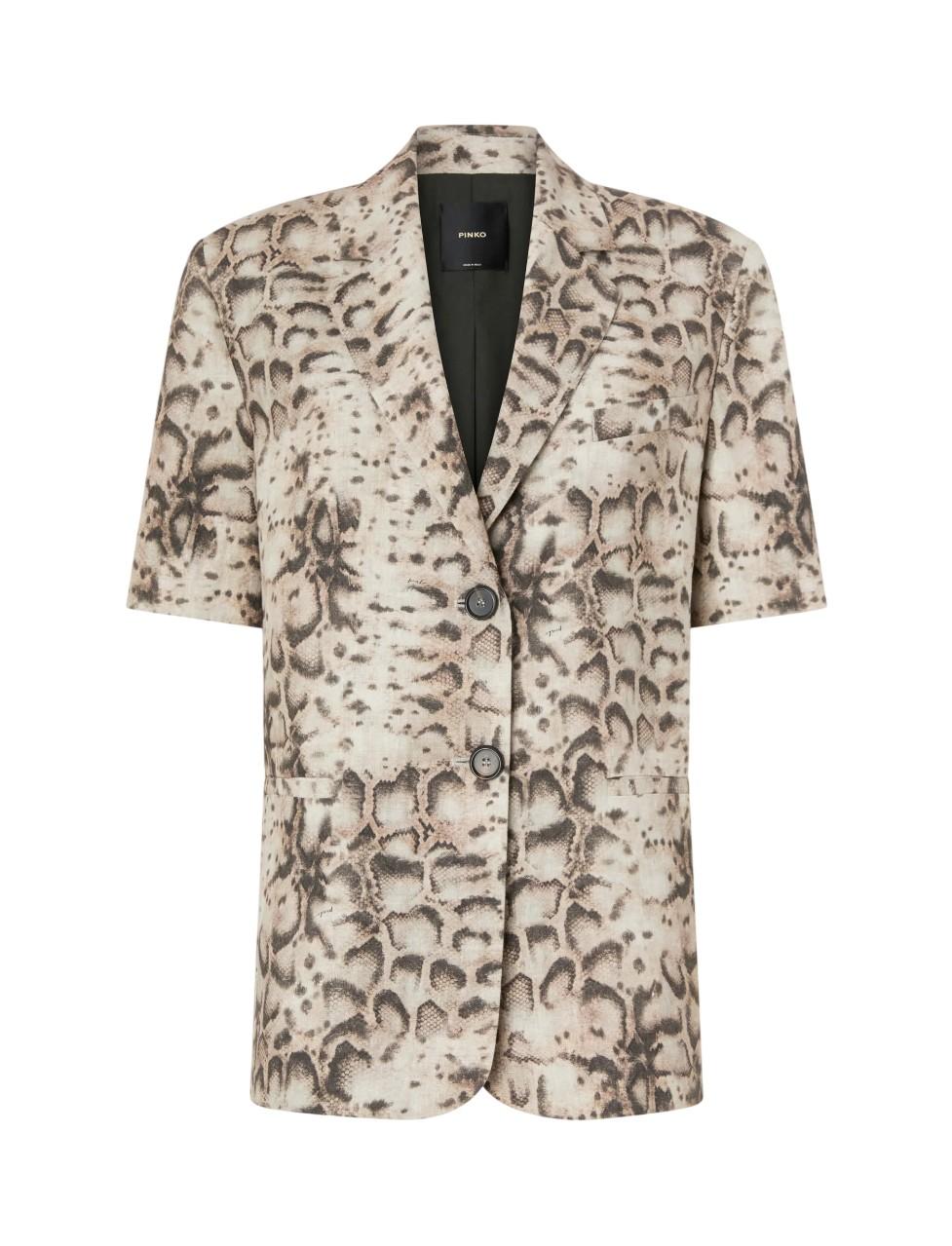 PINKO Giacca Pinko donna 106879A3BL CZ9 Brindisi con stampa animalier Beige Nero<BR/> 106879A3BL CZ9 