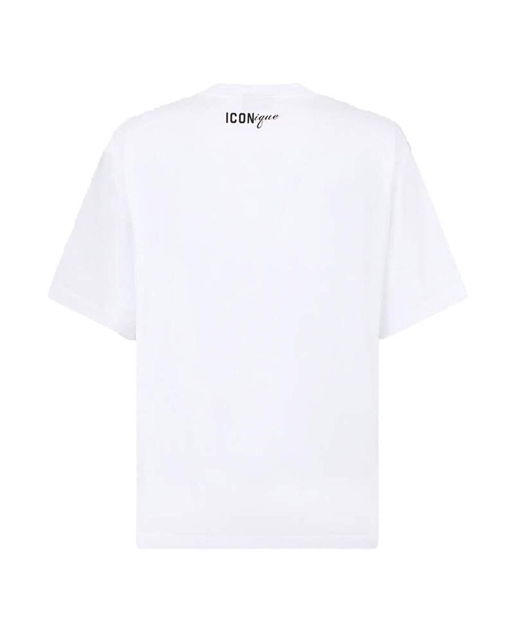 DSQUARED2 T-shirt DSQUARED2 uomo  Iconique Loose Fit S78GD0113D20033 Bianca cotone loose girocollo stampa S78GD0113D20033 100 