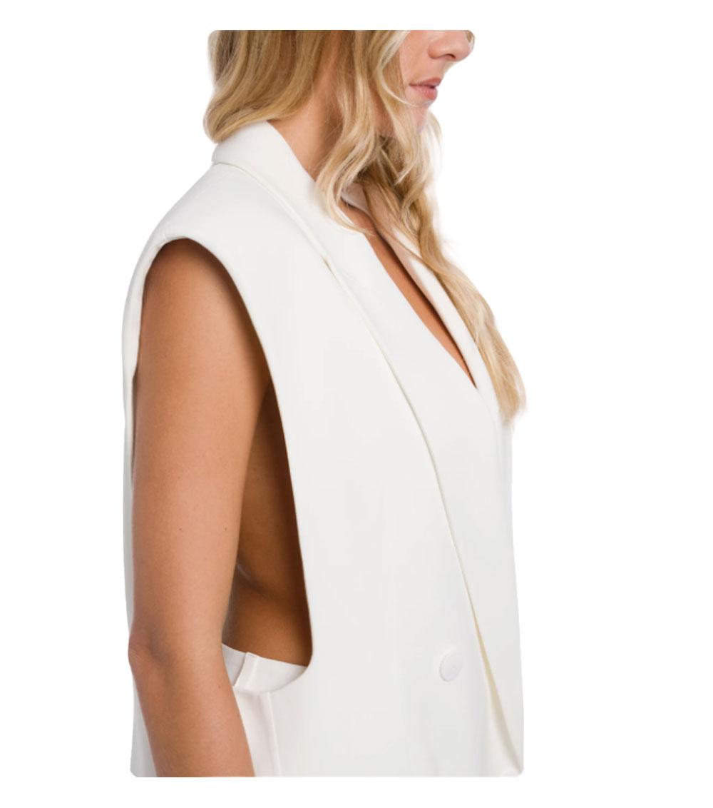 DONDUP Gilet Dondup donna DJ768IS002ID bianco doppiopetto over in crepe di viscosa DJ768IS002ID 017 