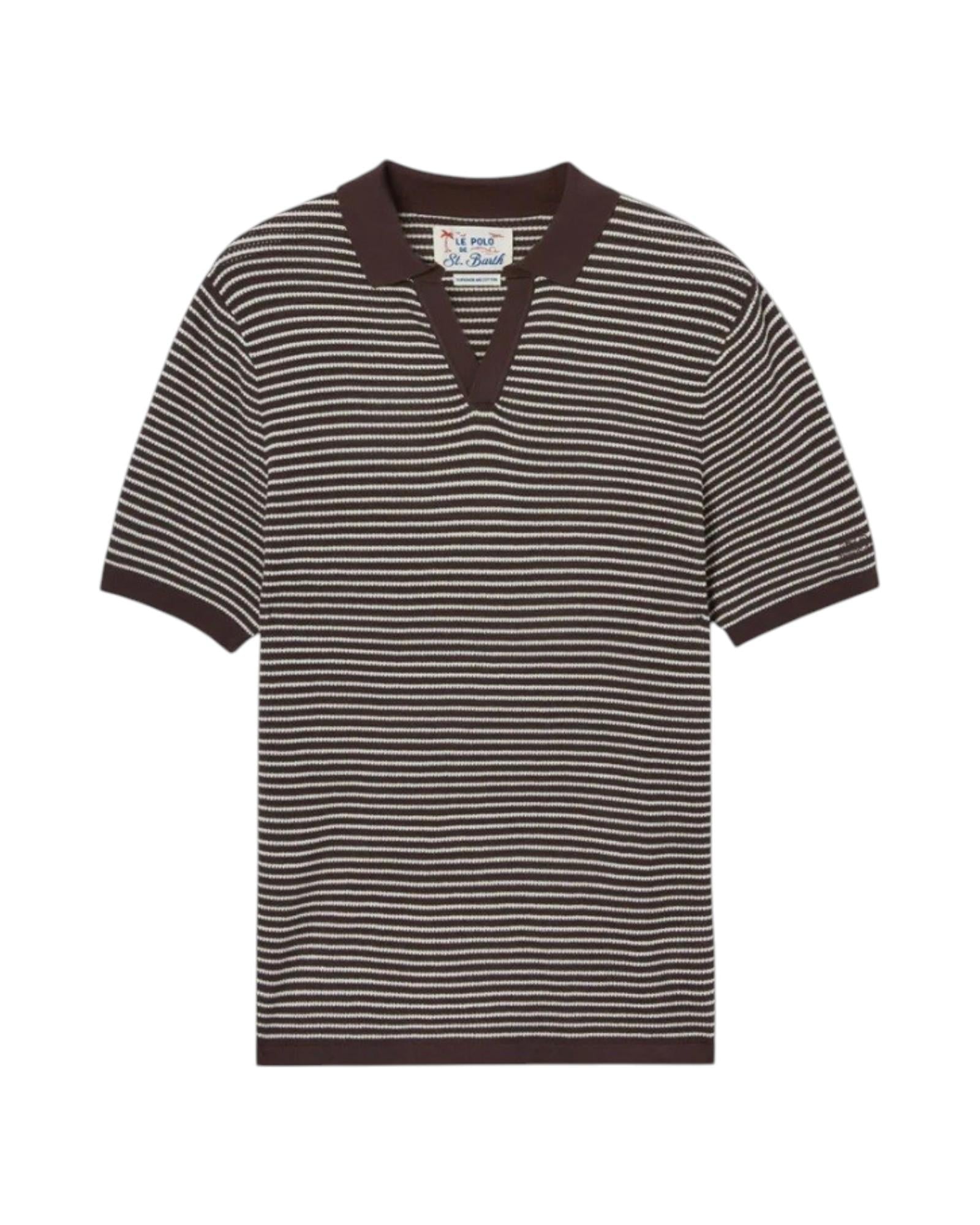MC2 SAINT BARTH Polo MC2 SAINT BARTH uomo SLO0010 01490L 1810 Sloan in cotone con righe Bianco Marrone SLO001001490L 1810 
