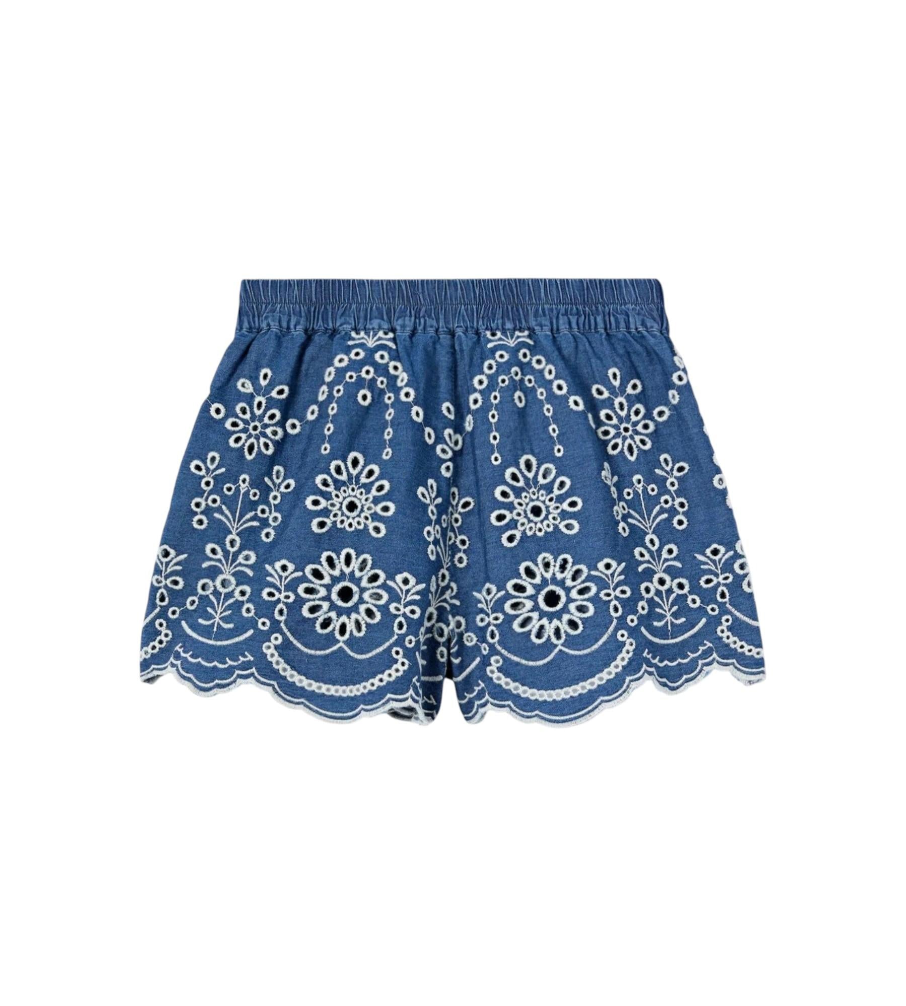 MC2 SAINT BARTH Bermuda MC2 SAINT BARTH bambina AMN0002 00473L 10 Amani Jr in chambray con ricamo Denim<BR/> AMN000200473L 10 