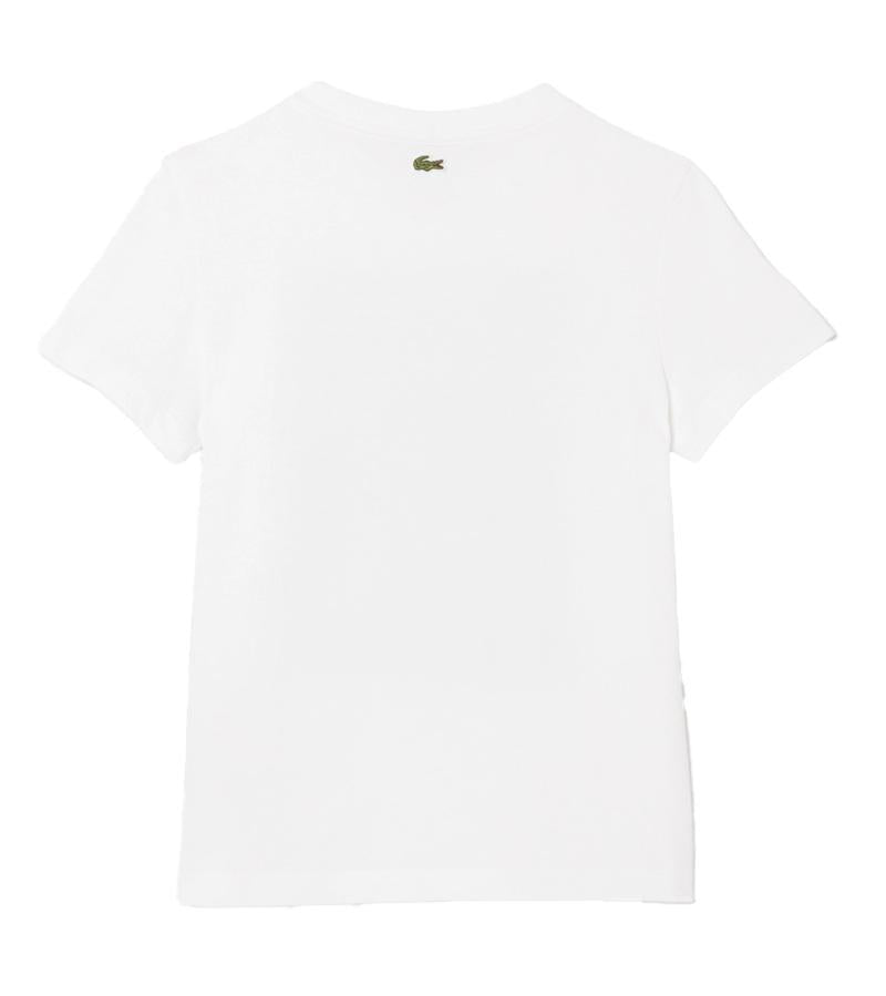 LACOSTE T-shirt Lacoste bambino TJ8457001 bianca stampa TJ8457 001 