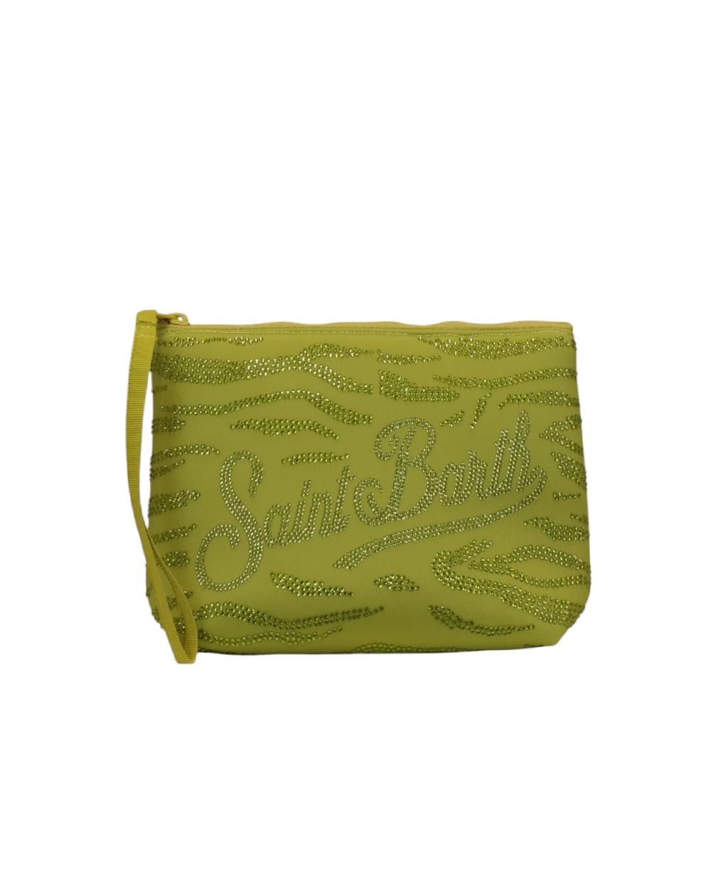 MC2 SAINT BARTH Pochette MC2 SAINT BARTH unisex Aline ALI003200270L Verde logo zip laccetto strass<BR/> ALI003200270L 54 