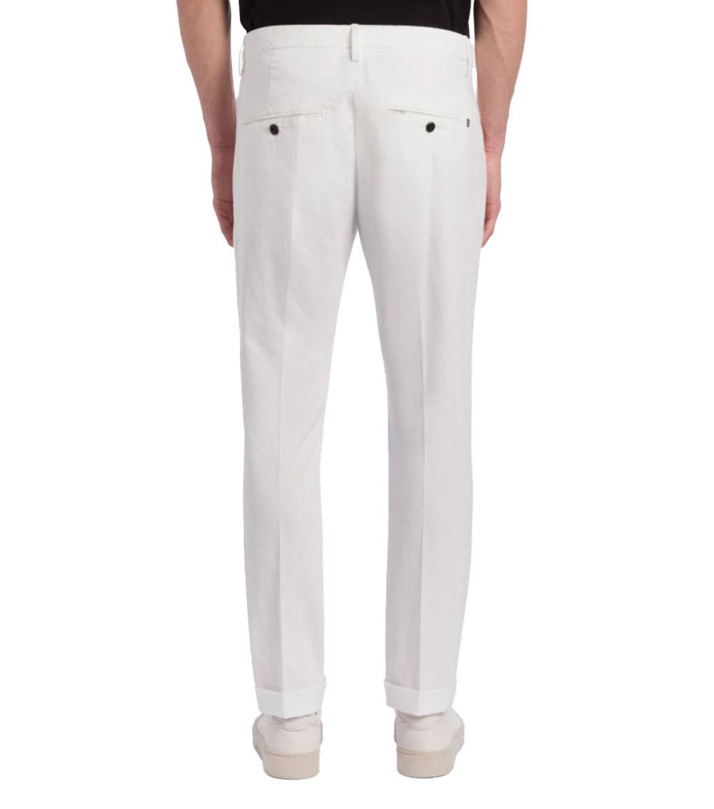 DONDUP Pantalone Dondup uomo Gaubert UP235GSE046U bianco slim in gabardina leggera <BR/> UP235GSE046U 000 