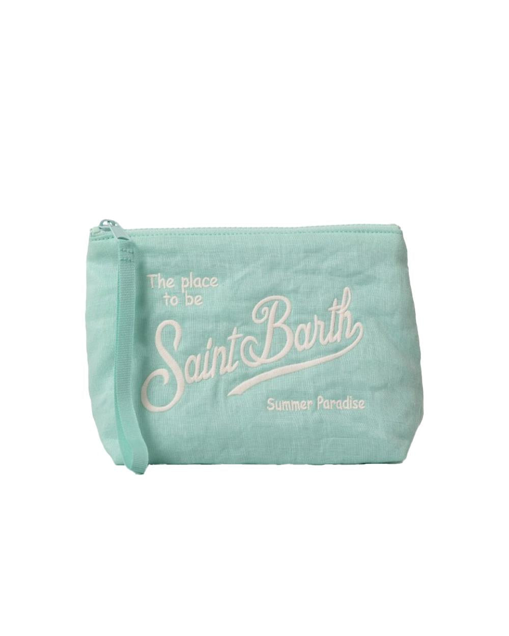 MC2 SAINT BARTH Pochette MC2 SAINT BARTH uomo ALINE SOFT LINEN ALI005101283L Verde logo zip laccetto ALI005101283L 56 