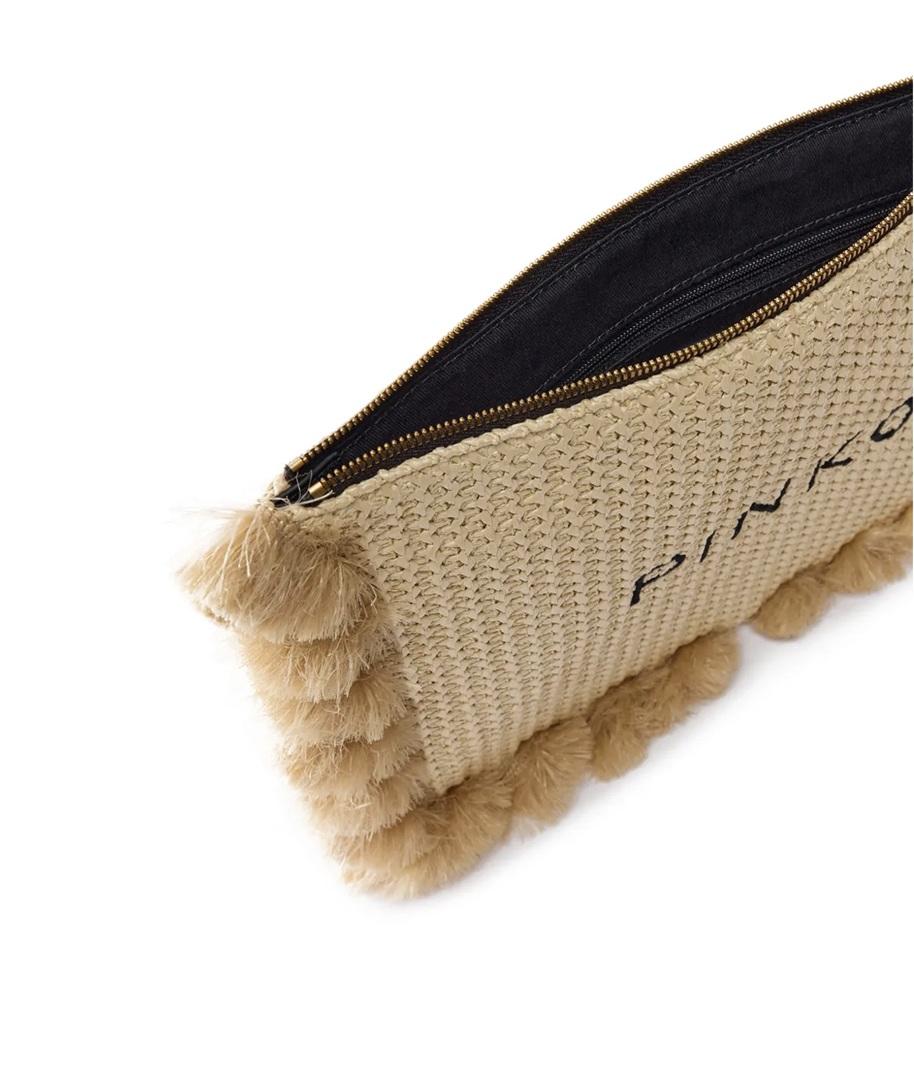PINKO Bustina Pinko donna 106718A39Y HZ3Q Flat Handle Clutch Rafia Beige<BR/> 106718A39Y HZ3Q 