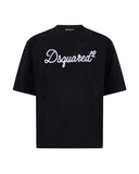 Men's DSQUARED2 Loose Fit T-shirt S74GD1524D20106 Black loose crew neck logo cotton
