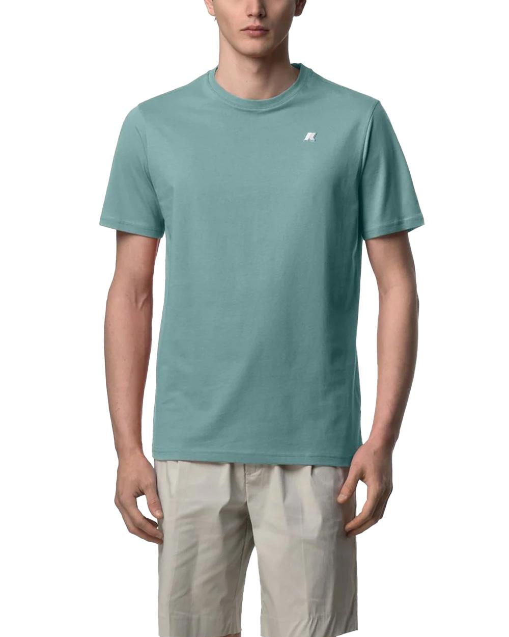 K-WAY T-shirt K-WAY uomo K7125UW ODOM JERSEY SLIM Menta logo silicone maniche corte cotone K7125UW WIC 