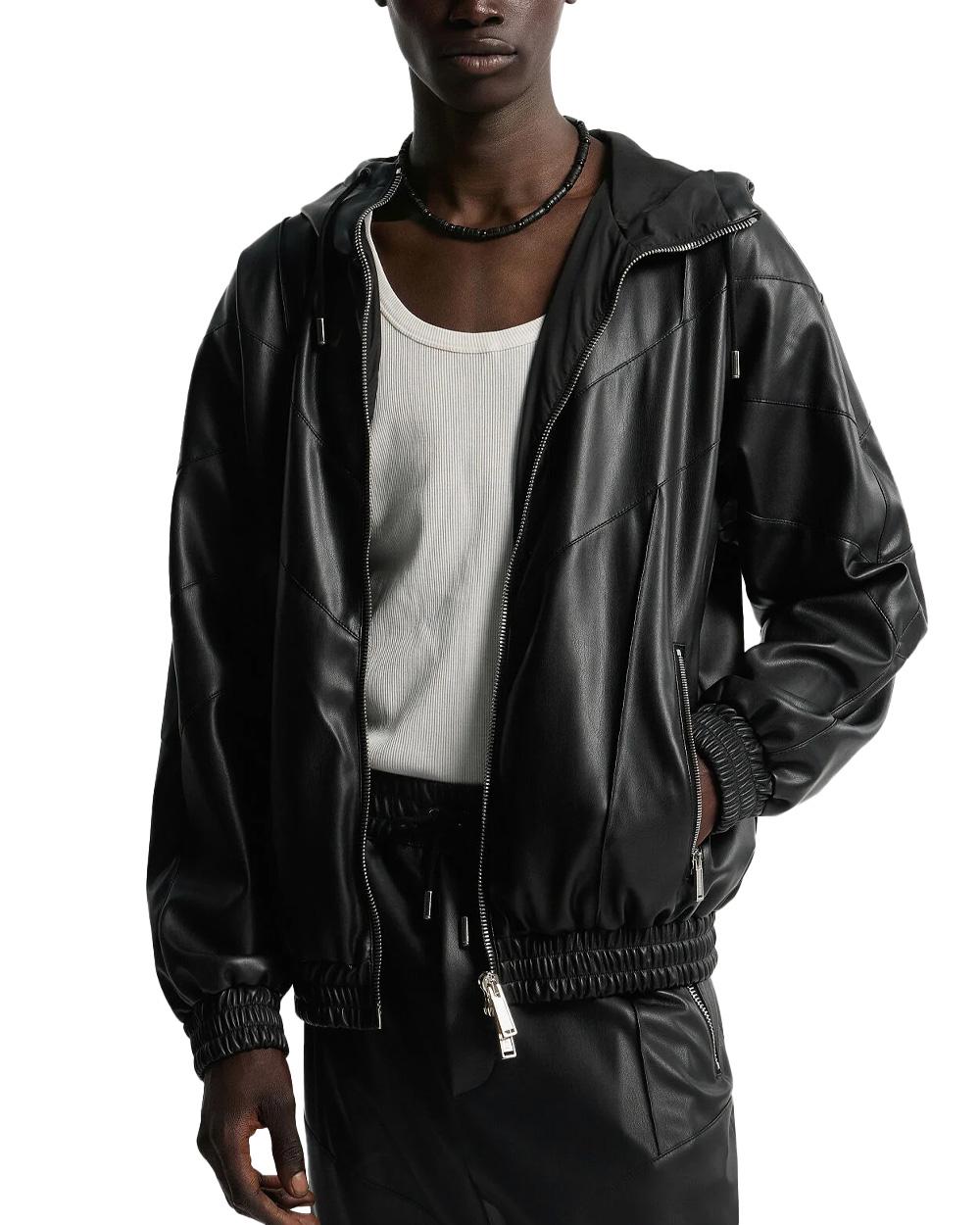 DSQUARED2 Giubbino DSQUARED2 uomo S74AM1676S60340 Nero ecopelle cappuccio coulisse zip doppio cursore tasche S74AM1676S60340 900 