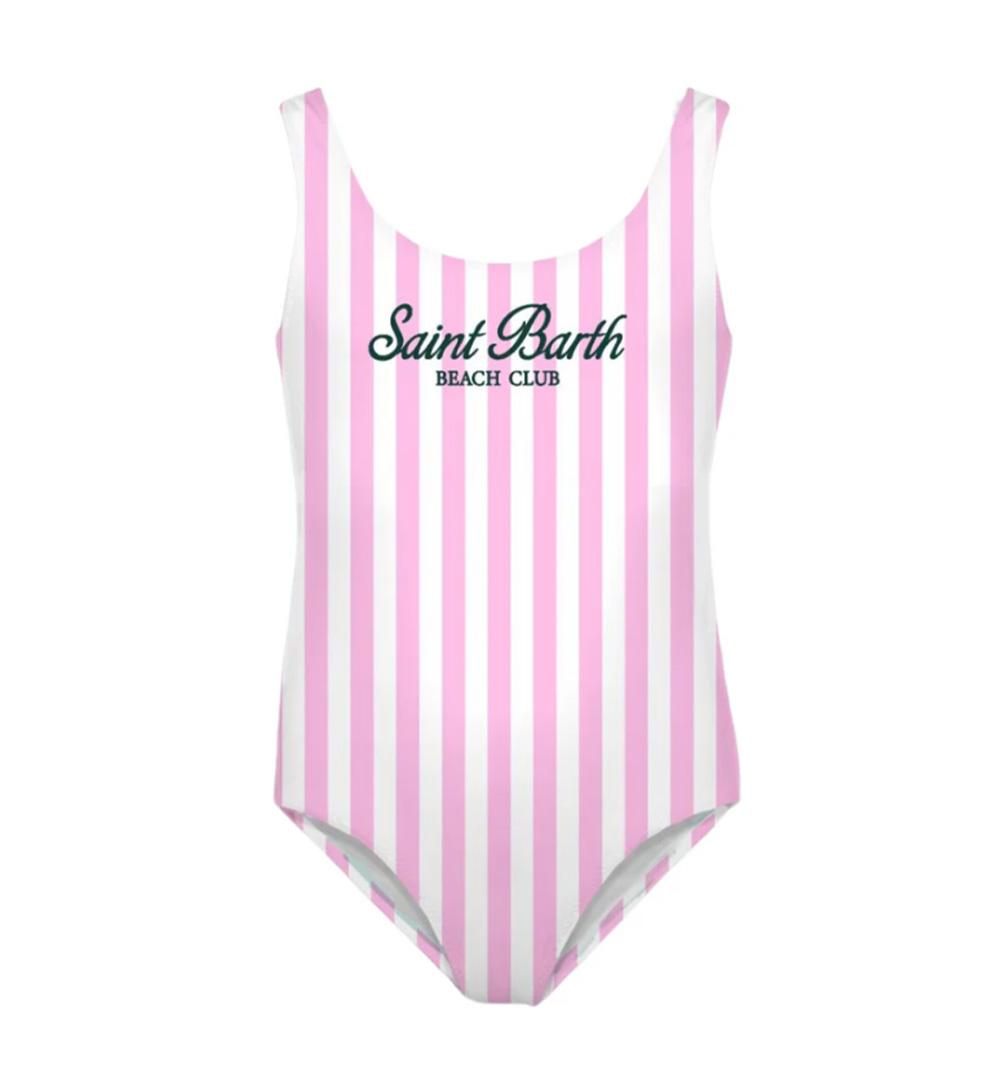 MC2 SAINT BARTH Costume bambina Cara MC2 Saint Barth 03758H Rosa lycra intero logo bianco rigato CARA03758H 21 