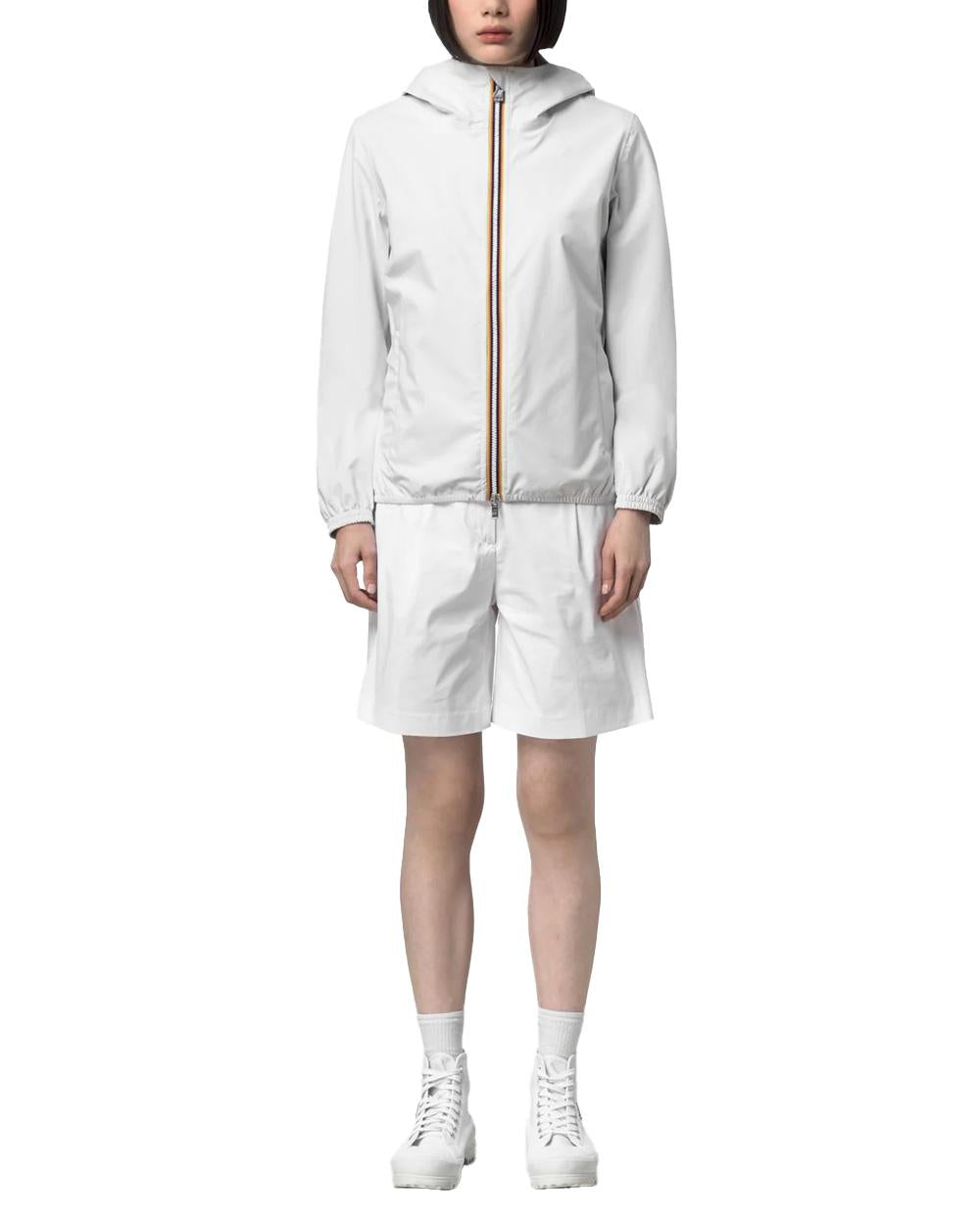 K-WAY Giubbino K-WAY donna K21346W LIL 2.0 STRETCH DOT Bianco impermeabile antivento idrorepellente traspirante K21346W 001 
