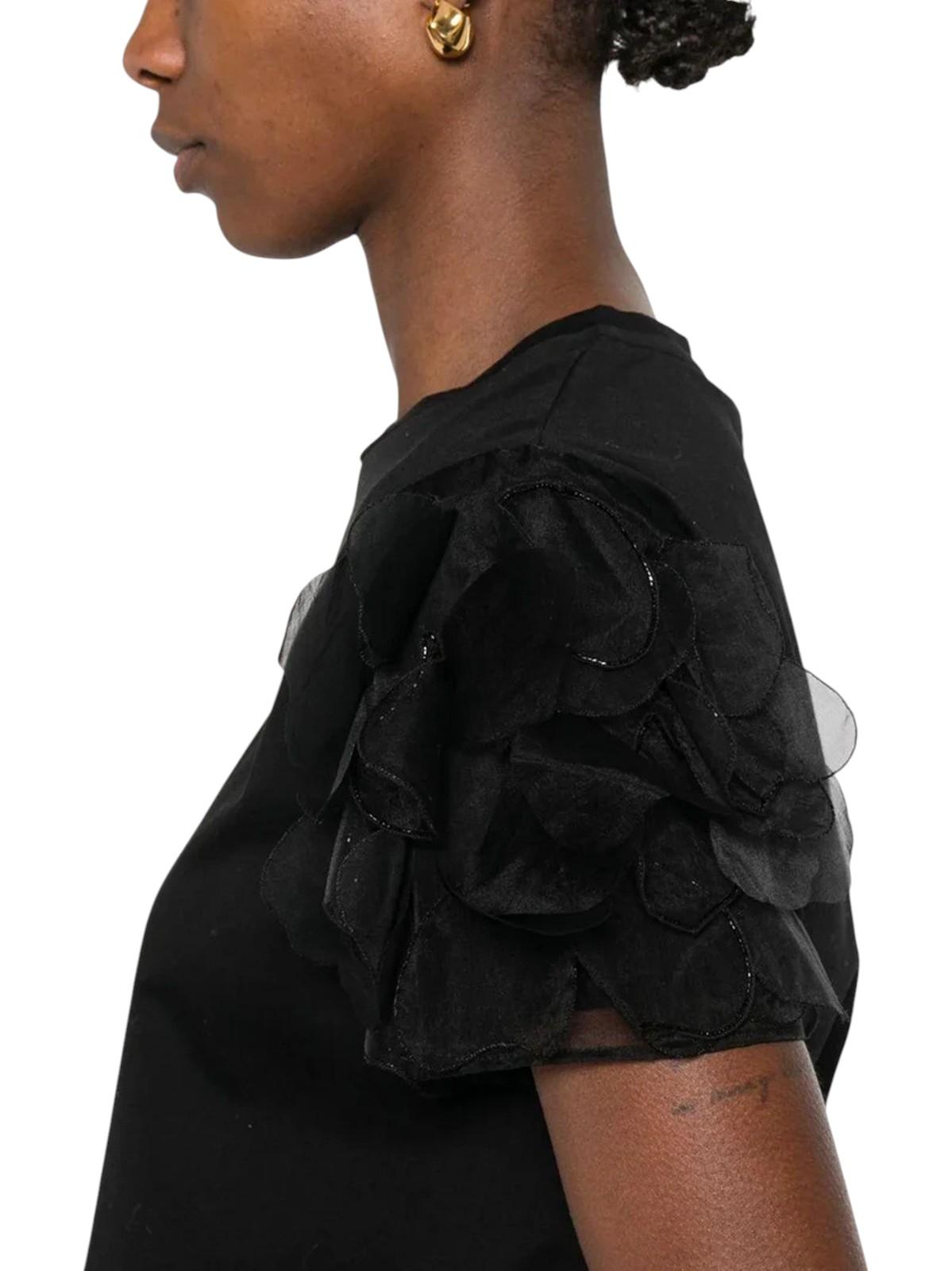 STUDIO T-shirt Studio donna 2616971013600 005 Editti maniche ruffled in organza Nero<BR/> 2616971013600 005 
