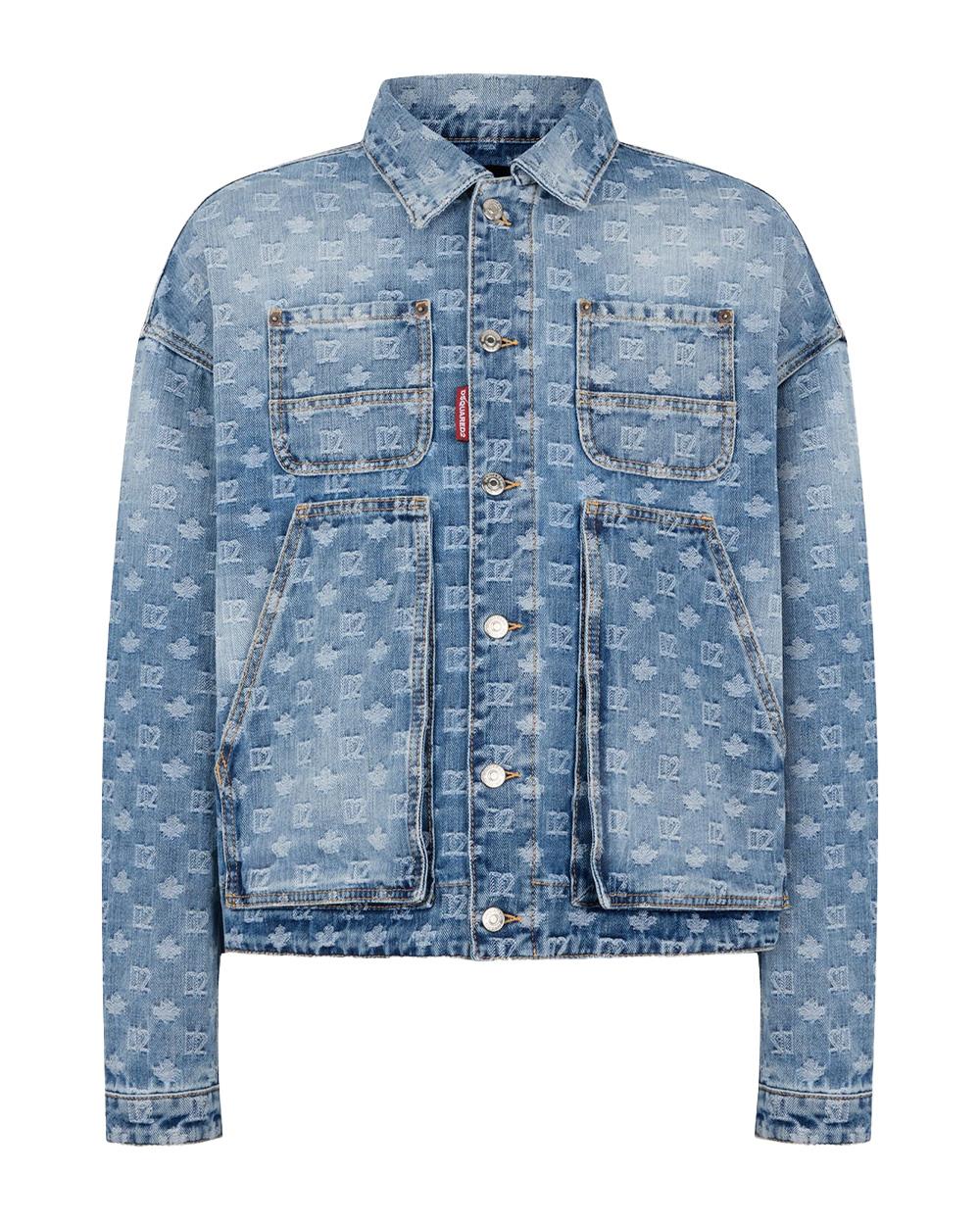 DSQUARED2 Giubbino DSQUARED2 uomo S74AM1687D30023 Denim cotone effetto vintage tasche taschimnii logo monogram all over S74AM1687D30023 470 