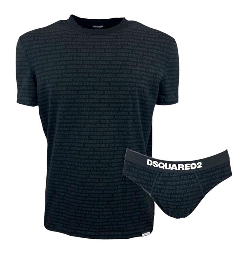 DSQUARED2 UNDERWEAR T-shirt e slip Dsquared2 Underwear D9H135510 001 nero monogramma D9H135510 001 