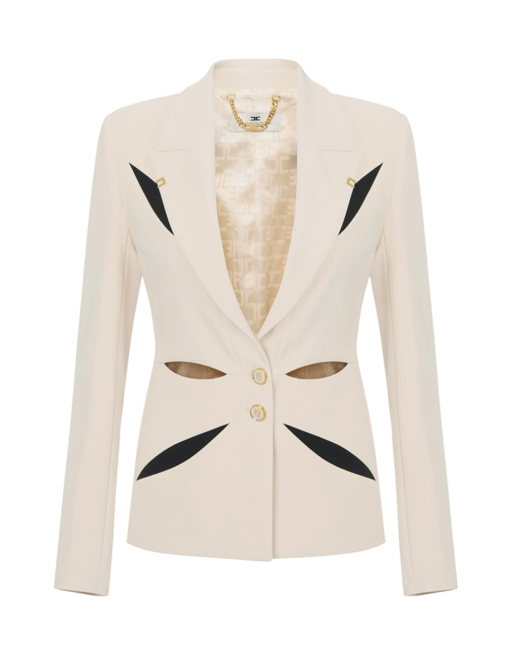 ELISABETTA FRANCHI Giacca Elisabetta Franchi donna GI19861E2E84 Burro Nero<BR/> GI19861E2 E84 