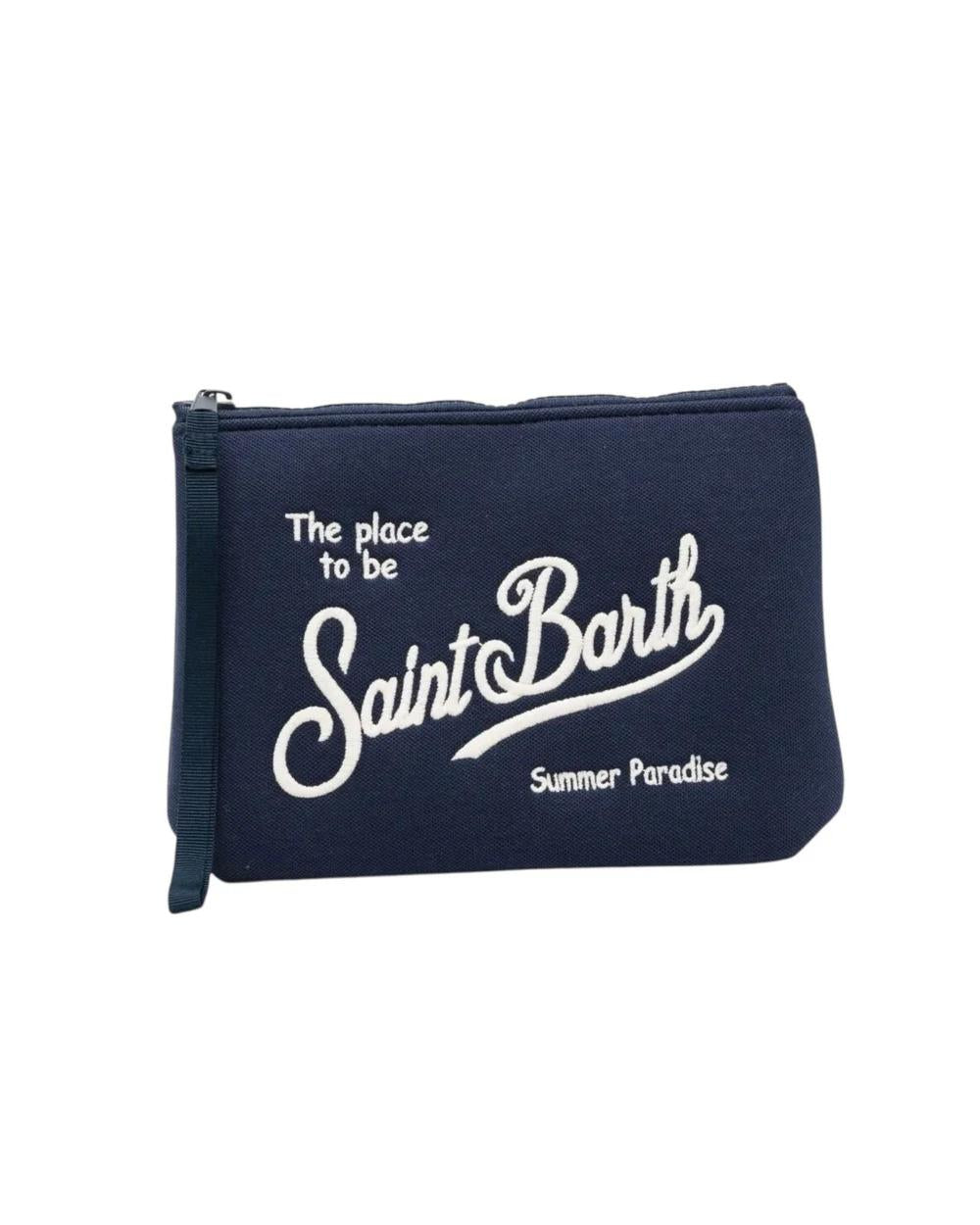MC2 SAINT BARTH Pochette MC2 SAINT BARTH unisex Aline Piquet ALI000800244L Blu tinta unita logo cerniera linguetta ALI000800244L 61 