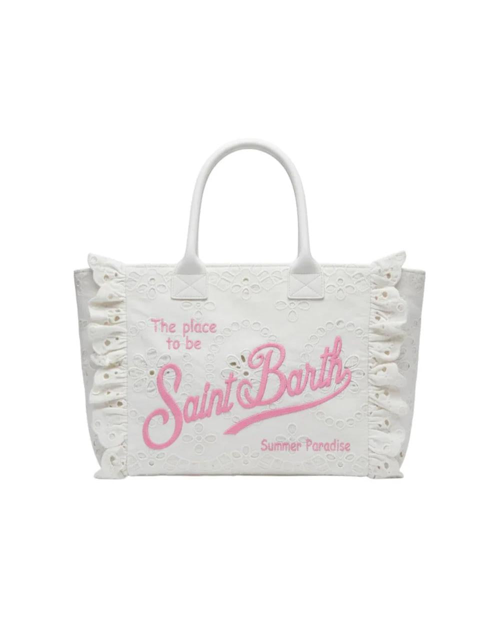 MC2 SAINT BARTH Borsa MC2 SAINT BARTH donna Vanity VANI002900410L Bianca cotone sangallo pizzo logo VANI002900410L 1021 
