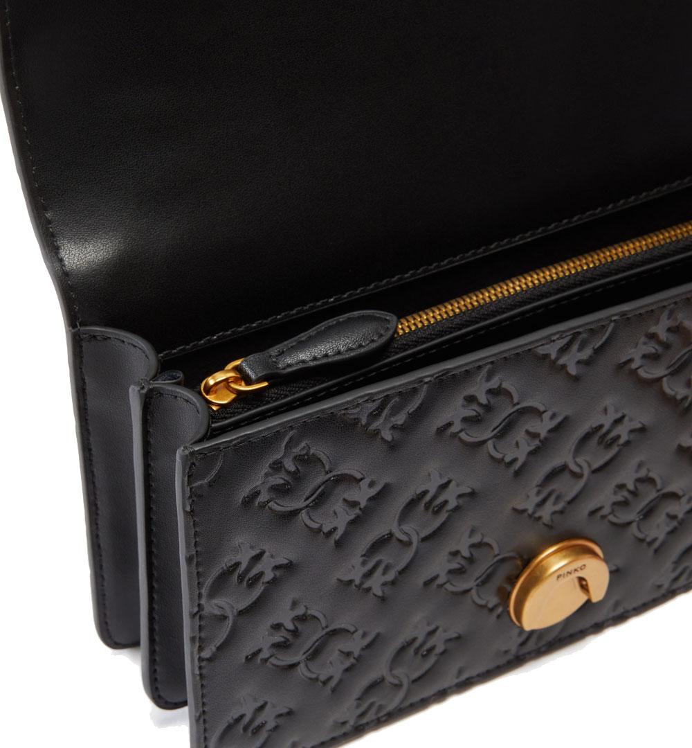 PINKO Borsa Pinko Mini Love bag nera oro logo imprimè<BR/> 100074A1YB Z99Q 