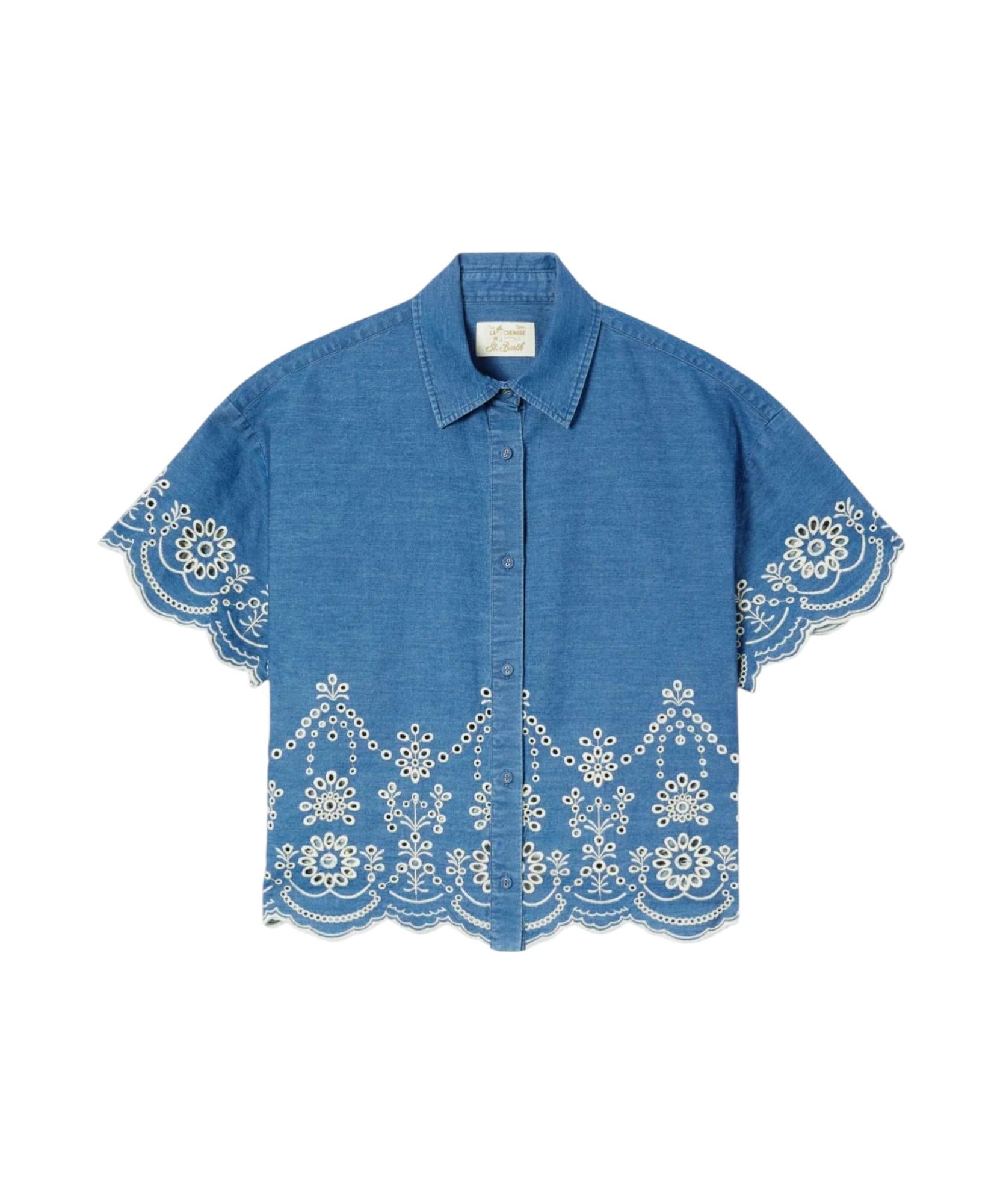 MC2 SAINT BARTH Camicia MC2 SAINT BARTH donna CEM0001 0473L1  Clementine in chambray con ricamo floreale Denim	<BR/> CEM00010473L 1 