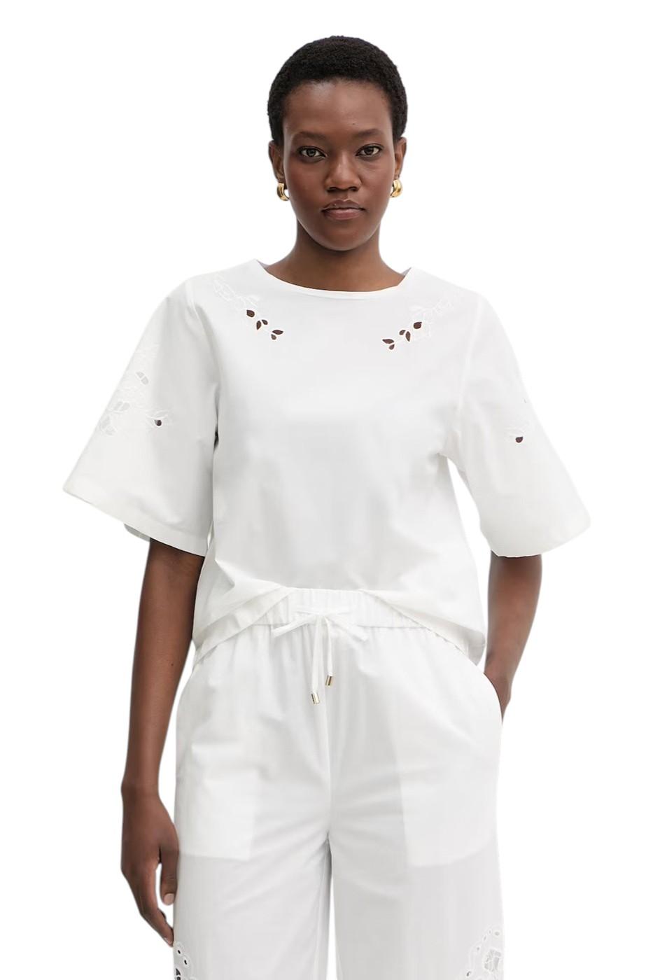 WEEKEND Blusa Weekend donna 2615941102600 001 Targa cotone con ricami à jour Bianco<BR/> 2615941102600 001 