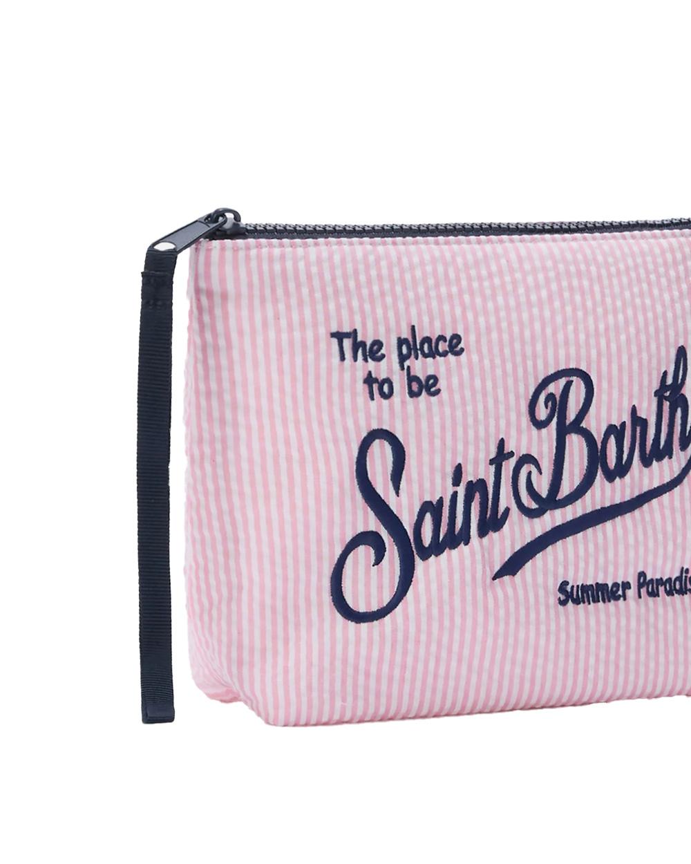 MC2 SAINT BARTH Pochette MC2 SAINT BARTH unisex Aline Seersucker ALI0004900376 Rosa righe logo zip laccetto ALI0004900376 21 