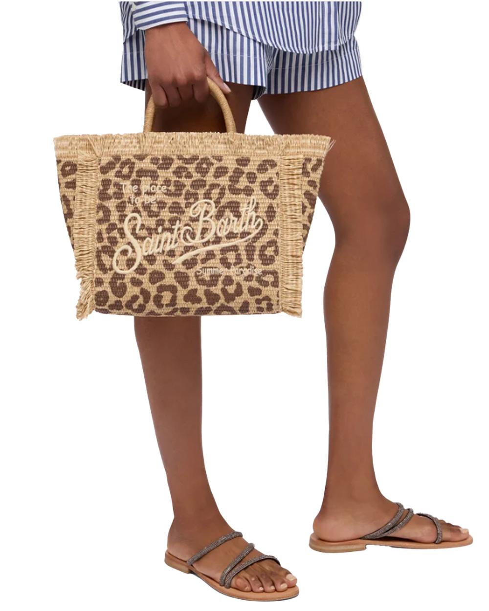 MC2 SAINT BARTH Borsa MC2 SAINT BARTH donna Colette Paglia COL001700349L Maculata animalier tasca interna zip effetto paglia COL001700349L 18 