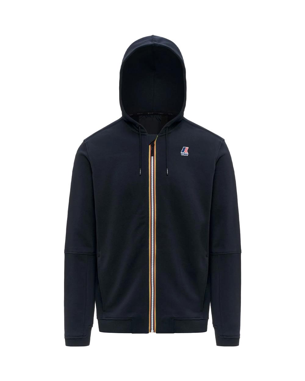 K-WAY Felpa K-WAY uomo K1126HW PROSPER POLY COTTON Blu cotone cappuccio coulisse zip K1126HW K89 